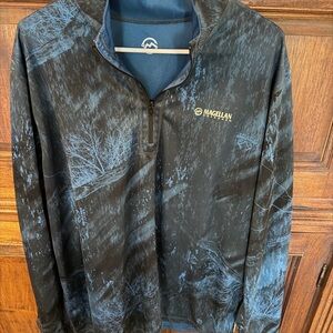 Magellan Outdoors Black & Blue Camo Quarter-Zip Reversible Fishing Outdoors